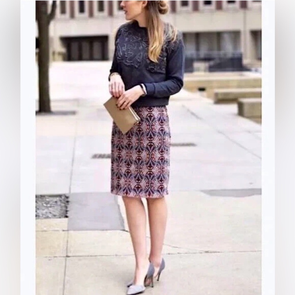 Anthropologie Moulinette Soeurs Svetla Crochet Lace Pencil Skirt blue pink 6